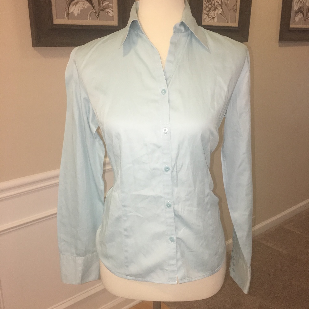 ANN TAYLOR LIGHT BLUE LONG SLEEVE SHIRT SZ 8